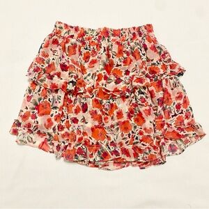 Misa Los Angeles Manya Red Floral Ruffle Mini Skirt